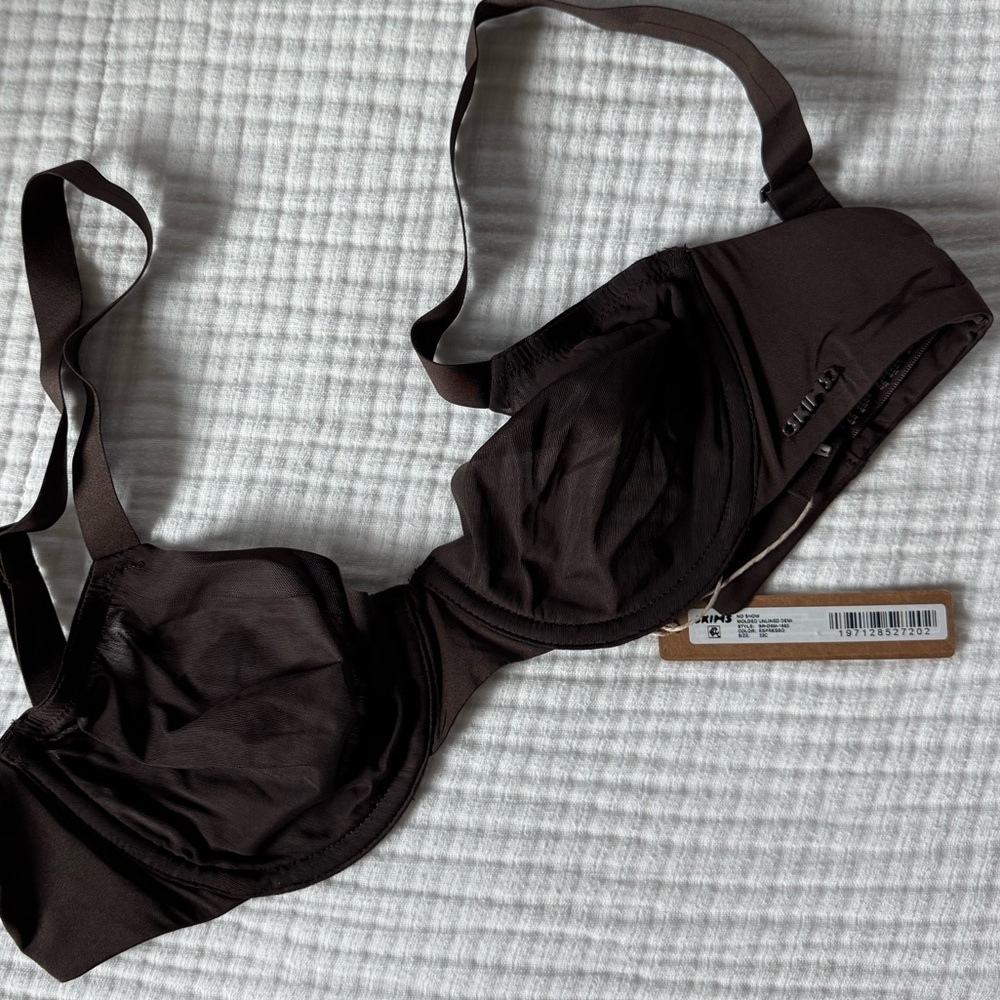 SKIMS No Show Sheer Unlined Demi Bra in Espresso 32C